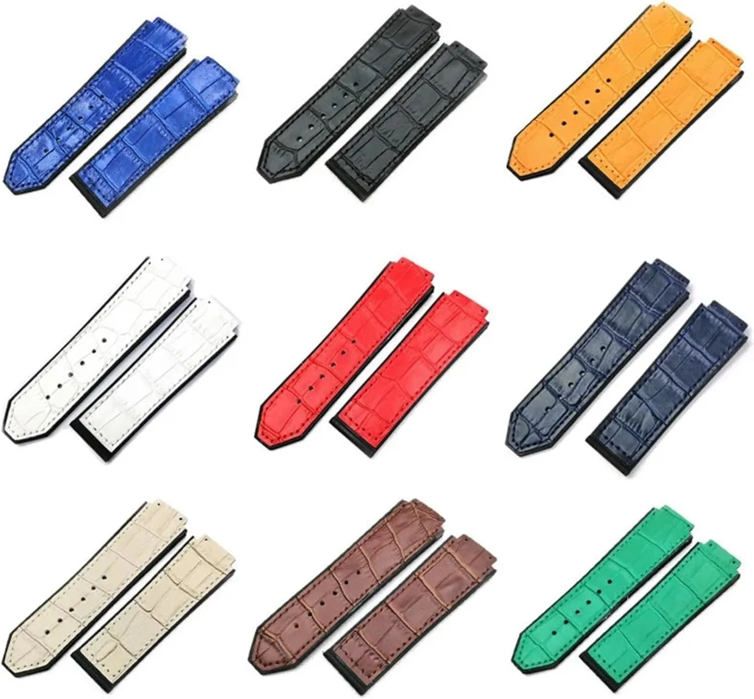 Leather Strap For Hublot Series 25mm Sports Strap Replacement Black Blue Watchband Watch Accessories