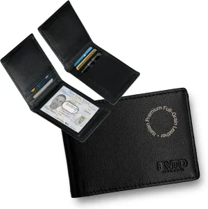Leather Wallets For Men | A RFID Wallet For Men Designed to Securely Carry Your Essentials. Slim Wallet, Small And Thin Trifold Design (Black)