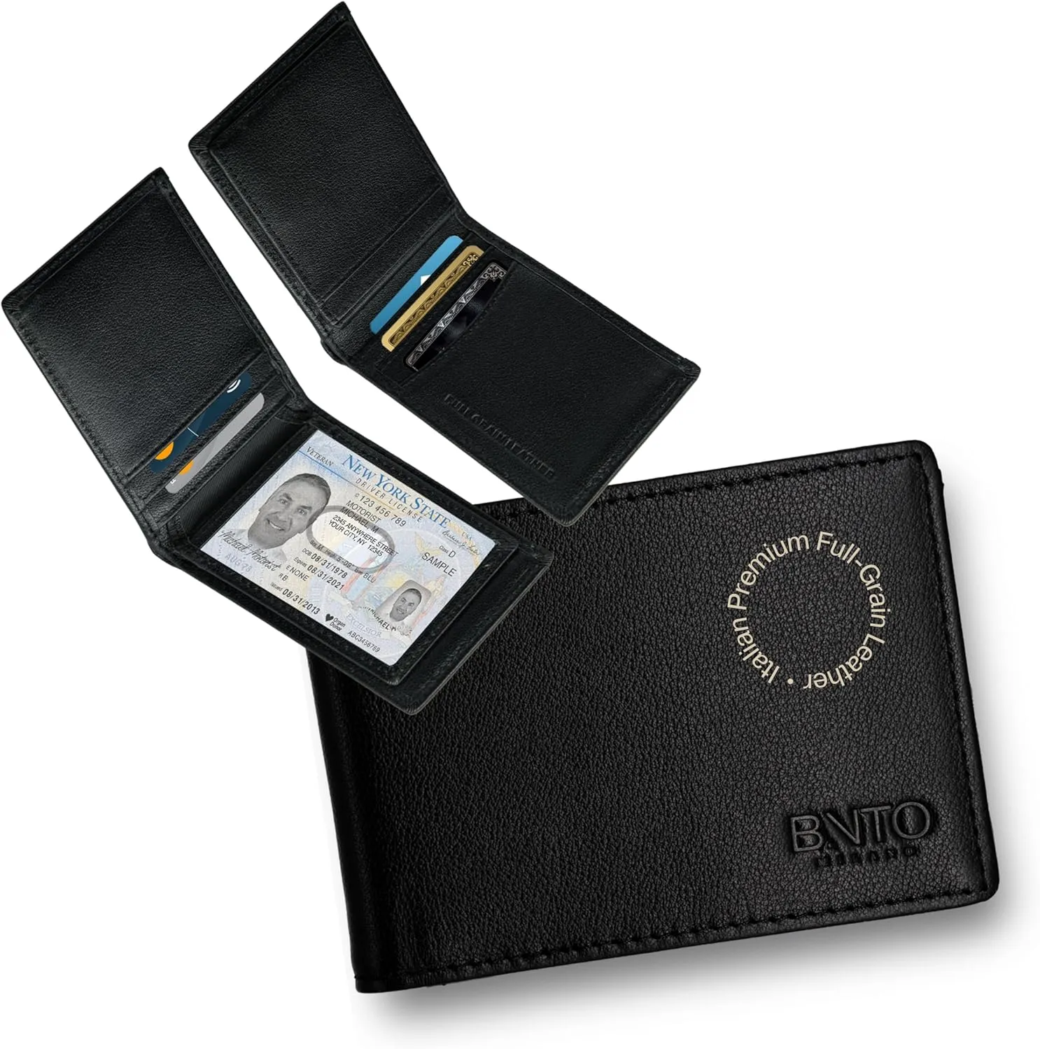 Leather Wallets For Men | A RFID Wallet For Men Designed to Securely Carry Your Essentials. Slim Wallet, Small And Thin Trifold Design (Black)