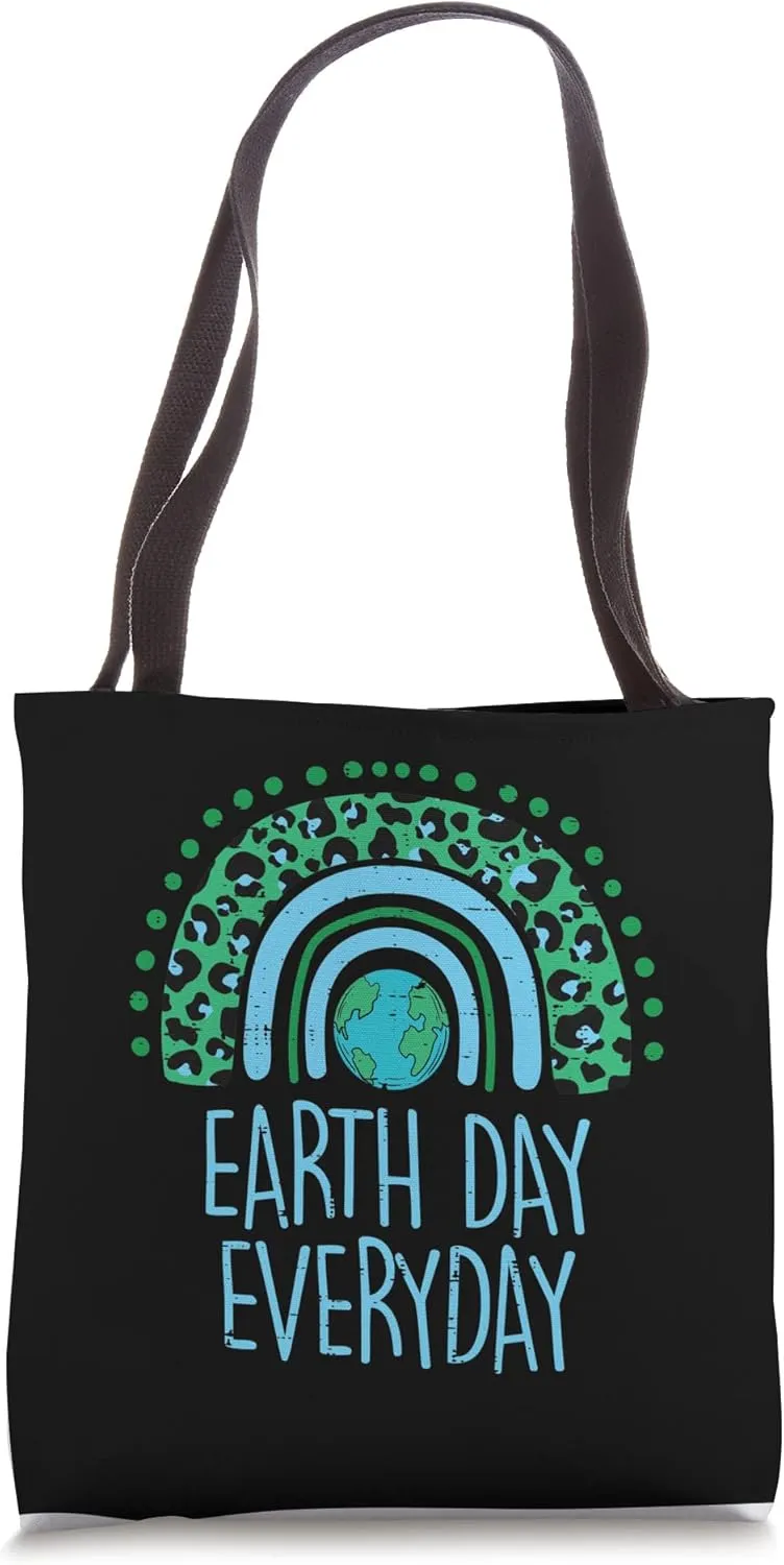 Leopard Boho Rainbow Earth Day Everyday Cute Teacher Women Tote Bag