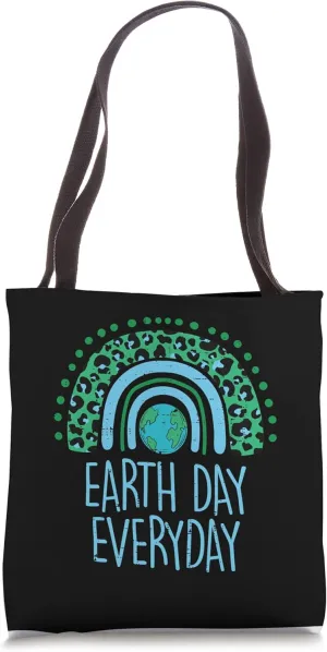 Leopard Boho Rainbow Earth Day Everyday Cute Teacher Women Tote Bag