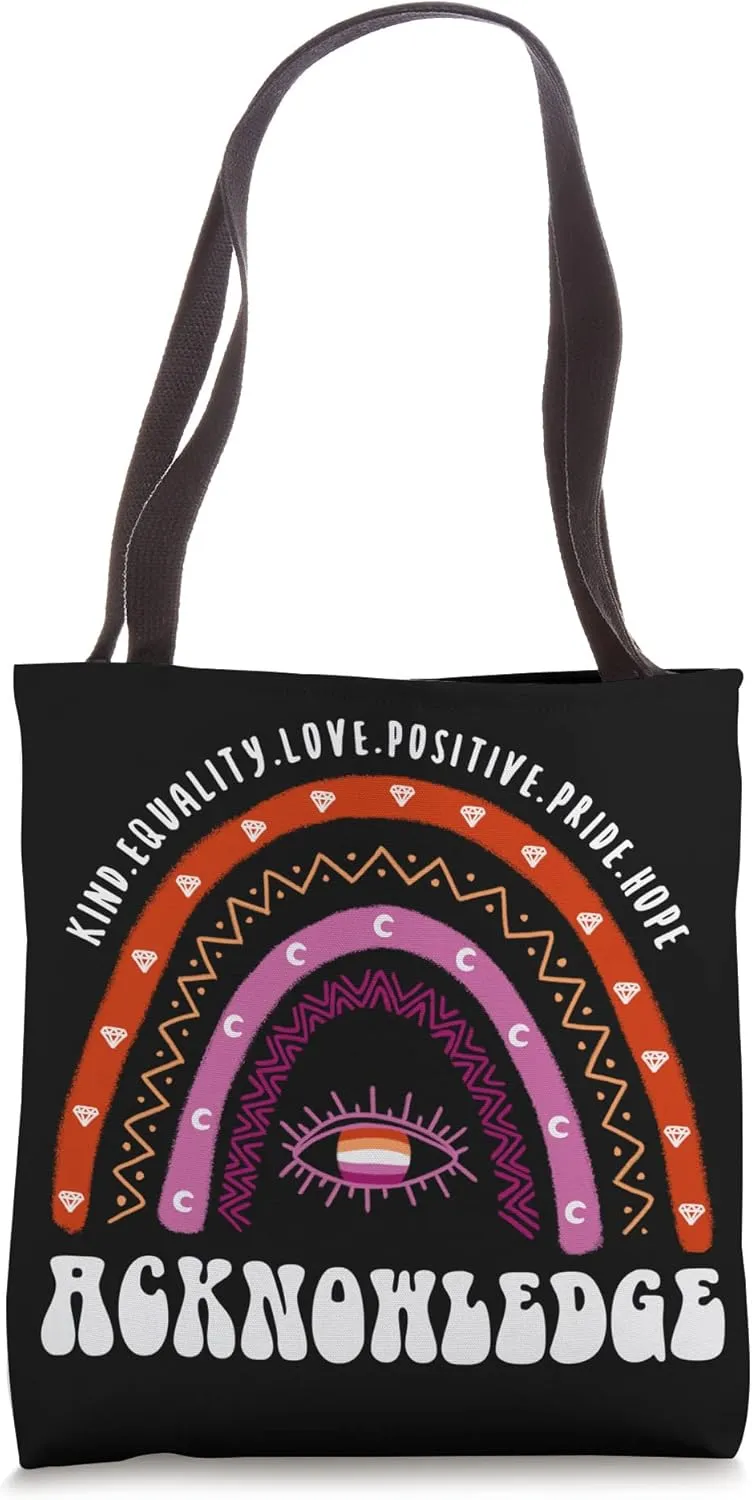 Lesbian Rainbow Acknowledge Lesbian Tote Bag