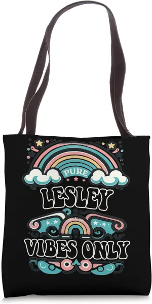 LESLEY Vibes Only Cute Retro Girls LESLEY Name Tote Bag