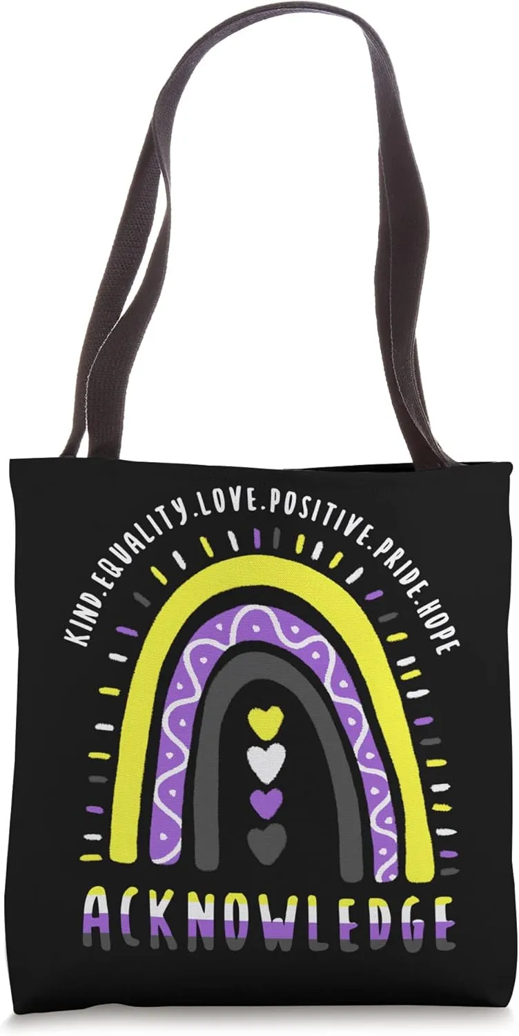 LGBT Quote Acknowledge Nonbinary Boho Rainbow Tote Bag