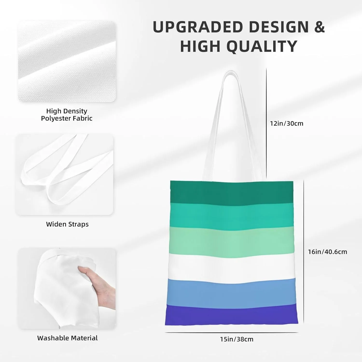 Lgbt Rainbow Gay Pride Flag Lgbtqi Tote Bag Reusable Shoulder Tote Bag For Women Lady Vacation, Shopping, Work