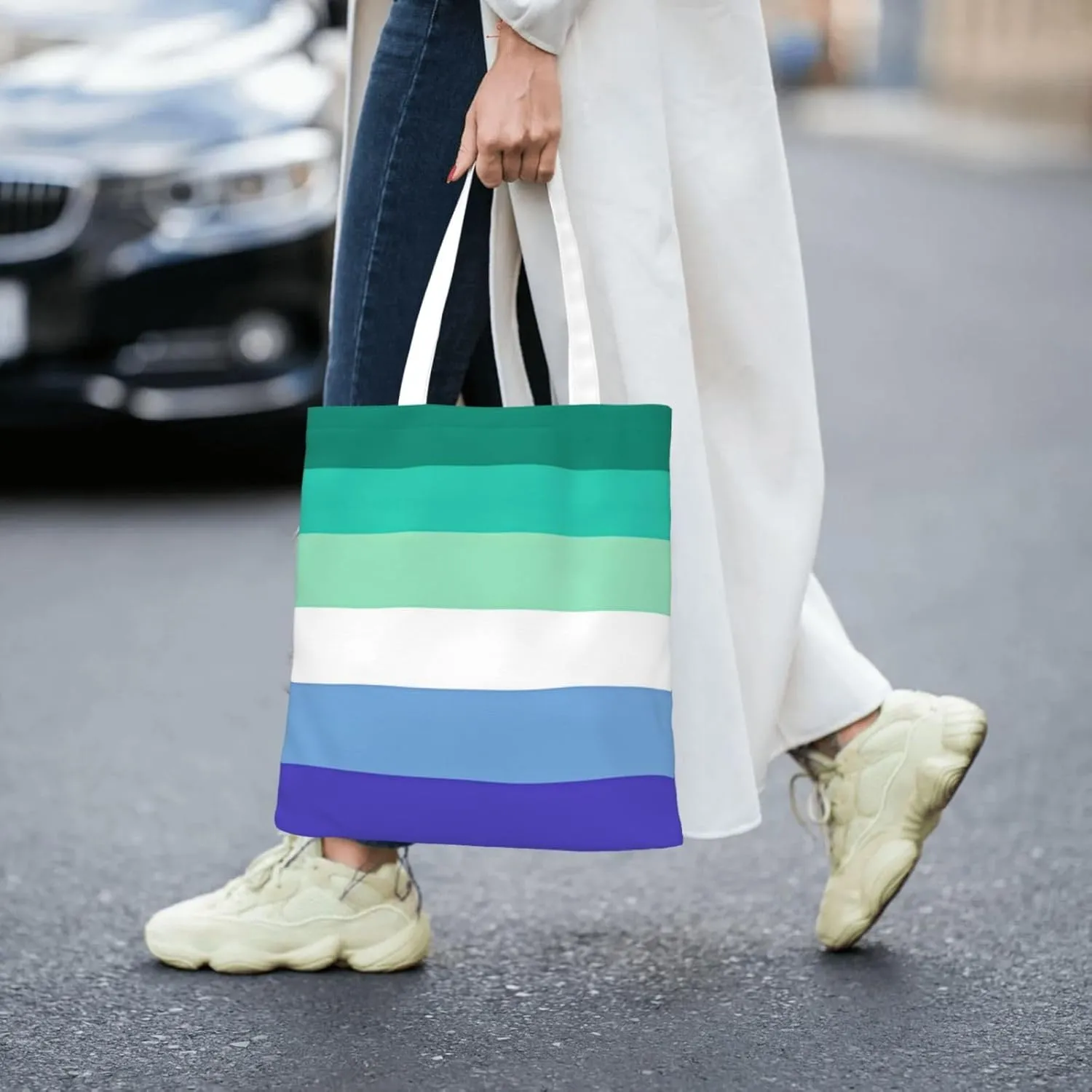 Lgbt Rainbow Gay Pride Flag Lgbtqi Tote Bag Reusable Shoulder Tote Bag For Women Lady Vacation, Shopping, Work