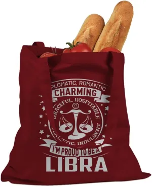 Libra Astrology Zodiac Sign Cotton Canvas Tote Bag