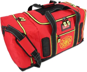 Lightning X Products Newly Redesigned Firefighter Fireman Quad-Vent Turnout Gear Bag with Helmet Compartment, Mesh Vents & Maltese Cross for First Responder (Red)