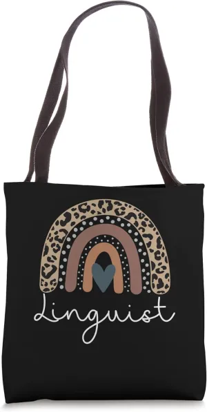 Linguist Cute Leopard Boho Rainbow for Team Linguist Squad Tote Bag