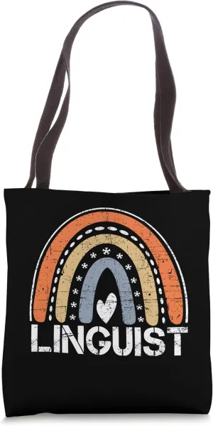 Linguist Funny Job Title Worker Vintage Rainbow Linguist Tote Bag