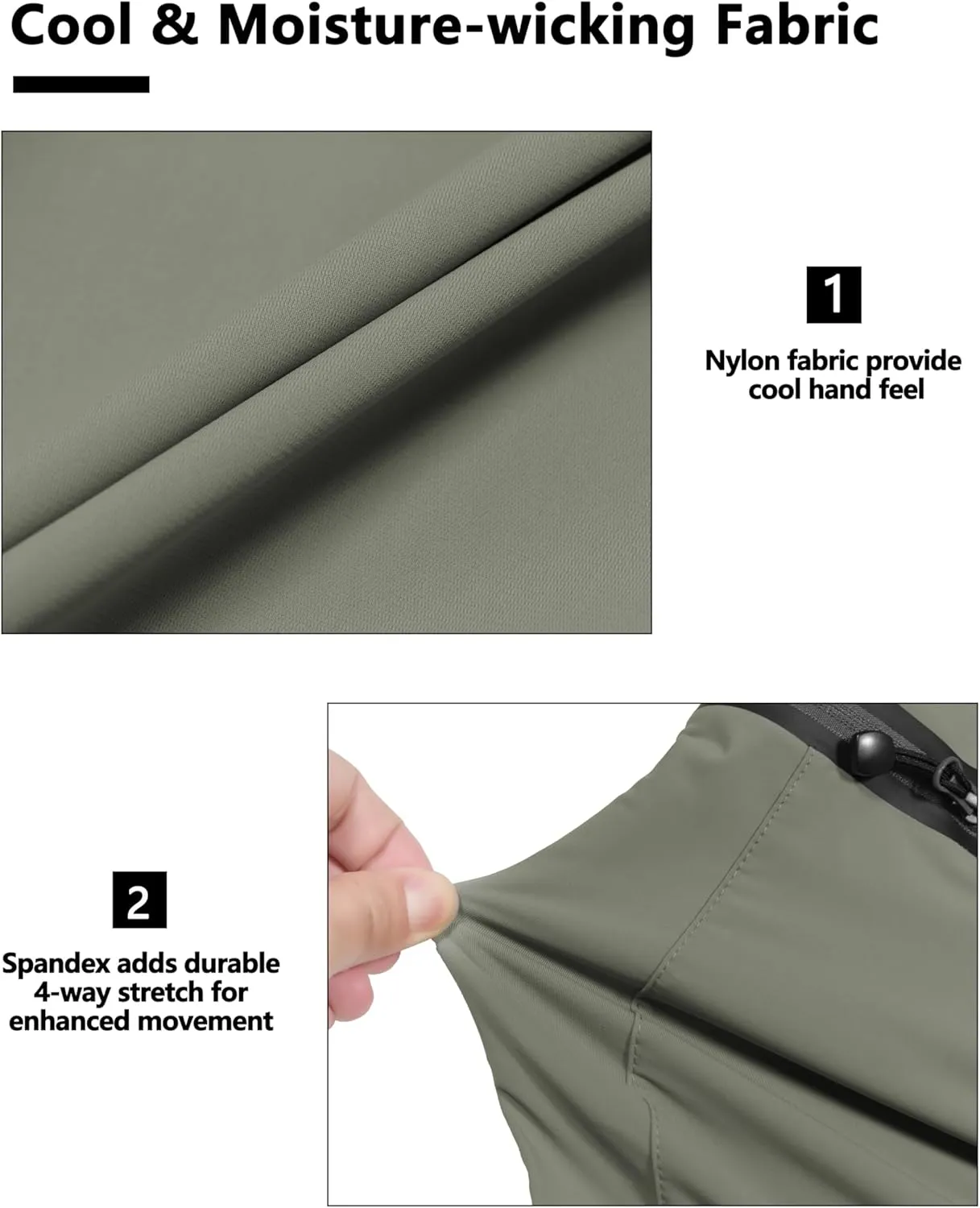 Little Donkey Andy Men’s Ultra-Stretch Quick Dry Lightweight Bermuda Shorts Drawstring Zipper Pocket Hiking Travel Golf