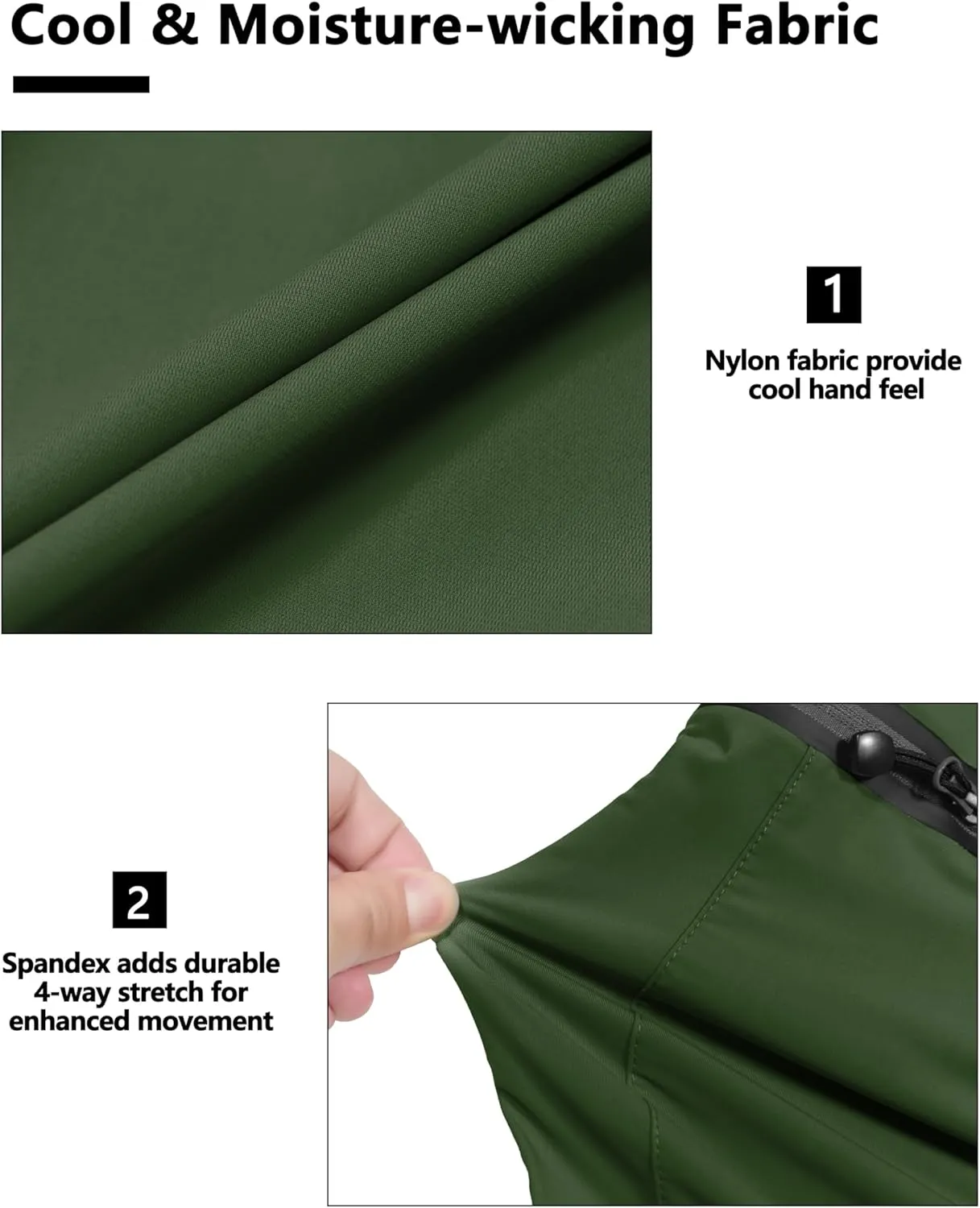 Little Donkey Andy Men’s Ultra-Stretch Quick Dry Lightweight Bermuda Shorts Drawstring Zipper Pocket Hiking Travel Golf