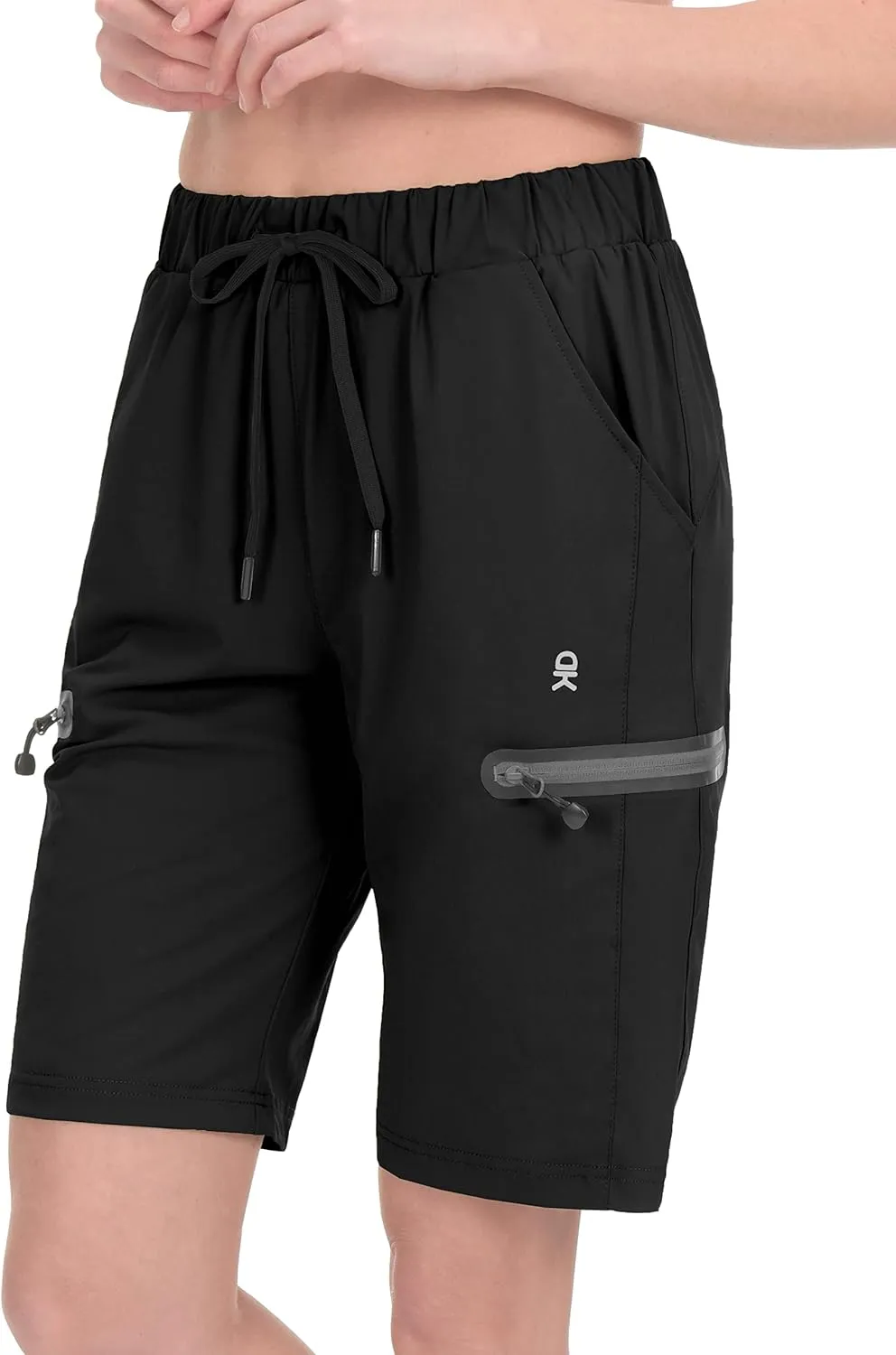Little Donkey Andy Women's Ultra Stretch Quick Dry Lightweight Bermuda Shorts Drawstring Zipper Pocket Hiking Travel Workout