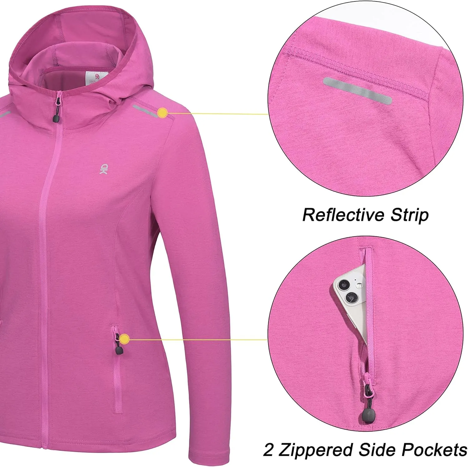 Little Donkey Andy Women's UPF 50  Sun Protection Hoodie Jacket Long Sleeve Performance Sun Shirt with Pockets