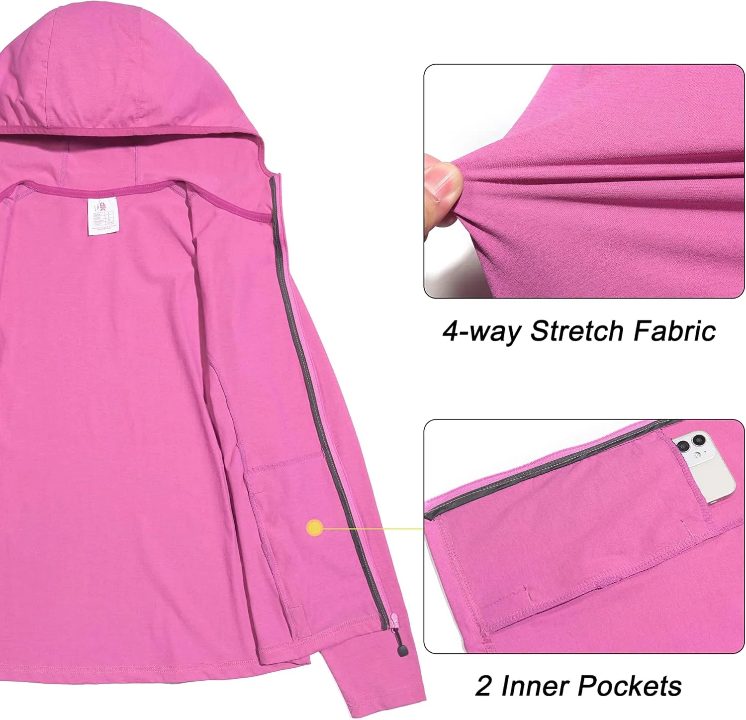 Little Donkey Andy Women's UPF 50  Sun Protection Hoodie Jacket Long Sleeve Performance Sun Shirt with Pockets