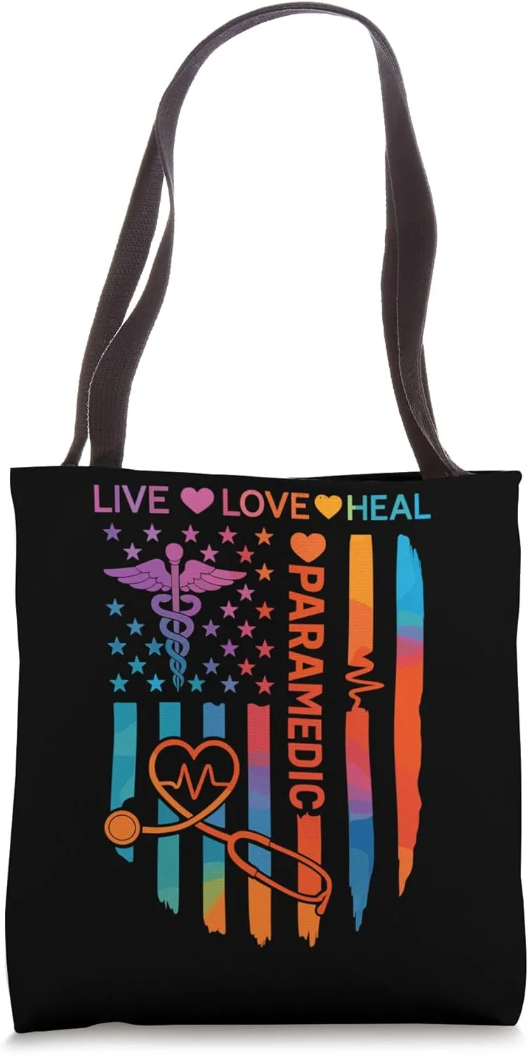 Live Love Heal Paramedic – Rainbow EMS Stethoscope Tote Bag