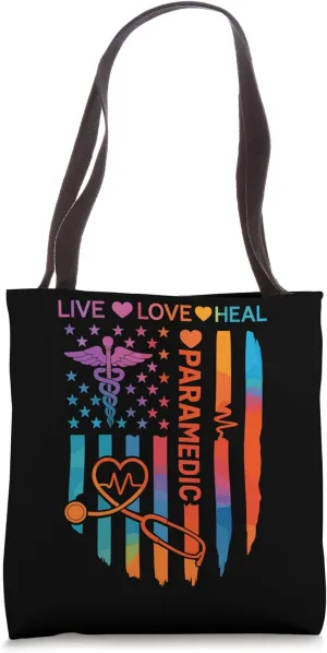 Live Love Heal Paramedic – Rainbow EMS Stethoscope Tote Bag
