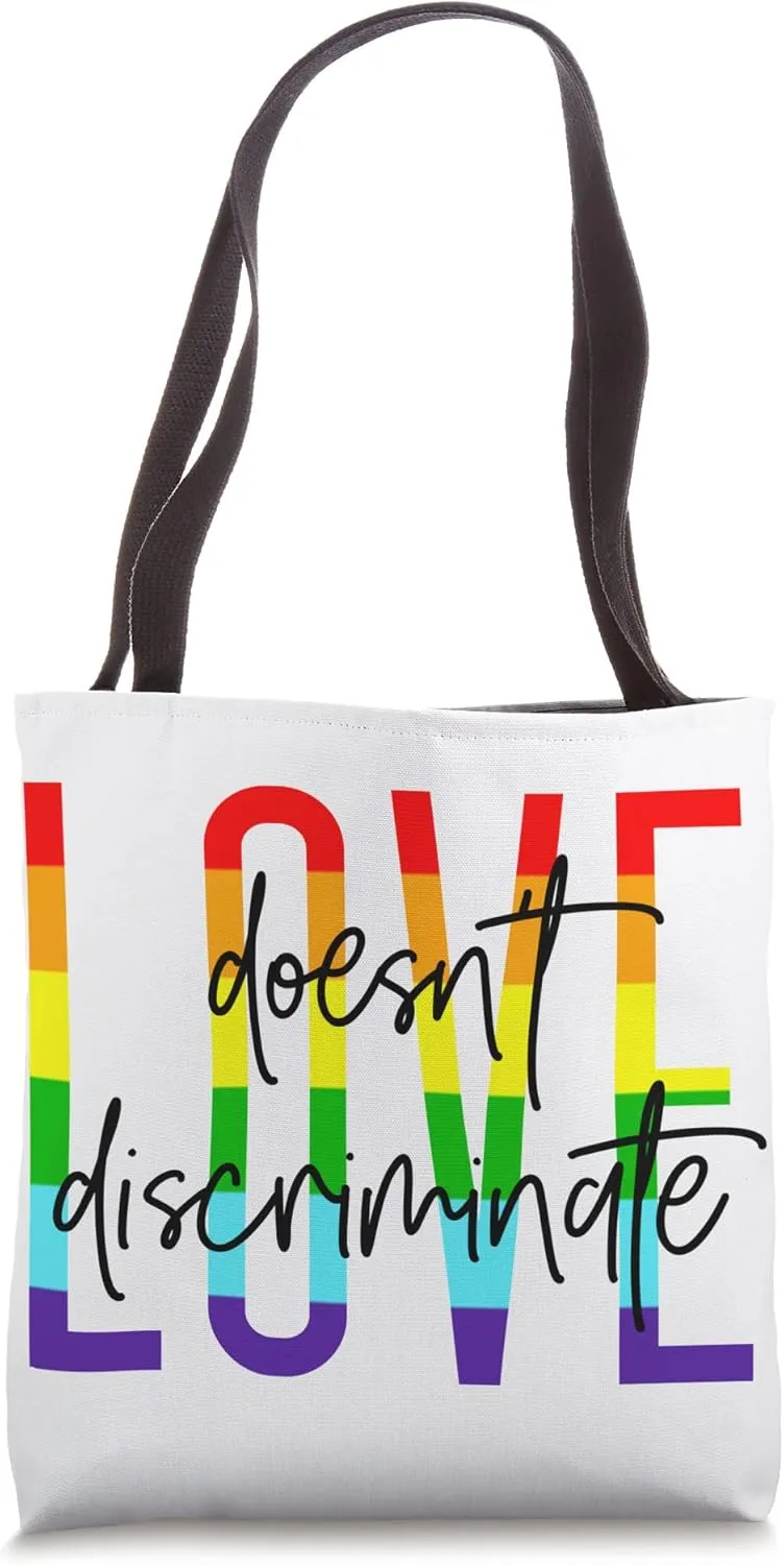 Love Discriminate LGBTQ Pride Rainbow Cute Equality Musical Tote Bag