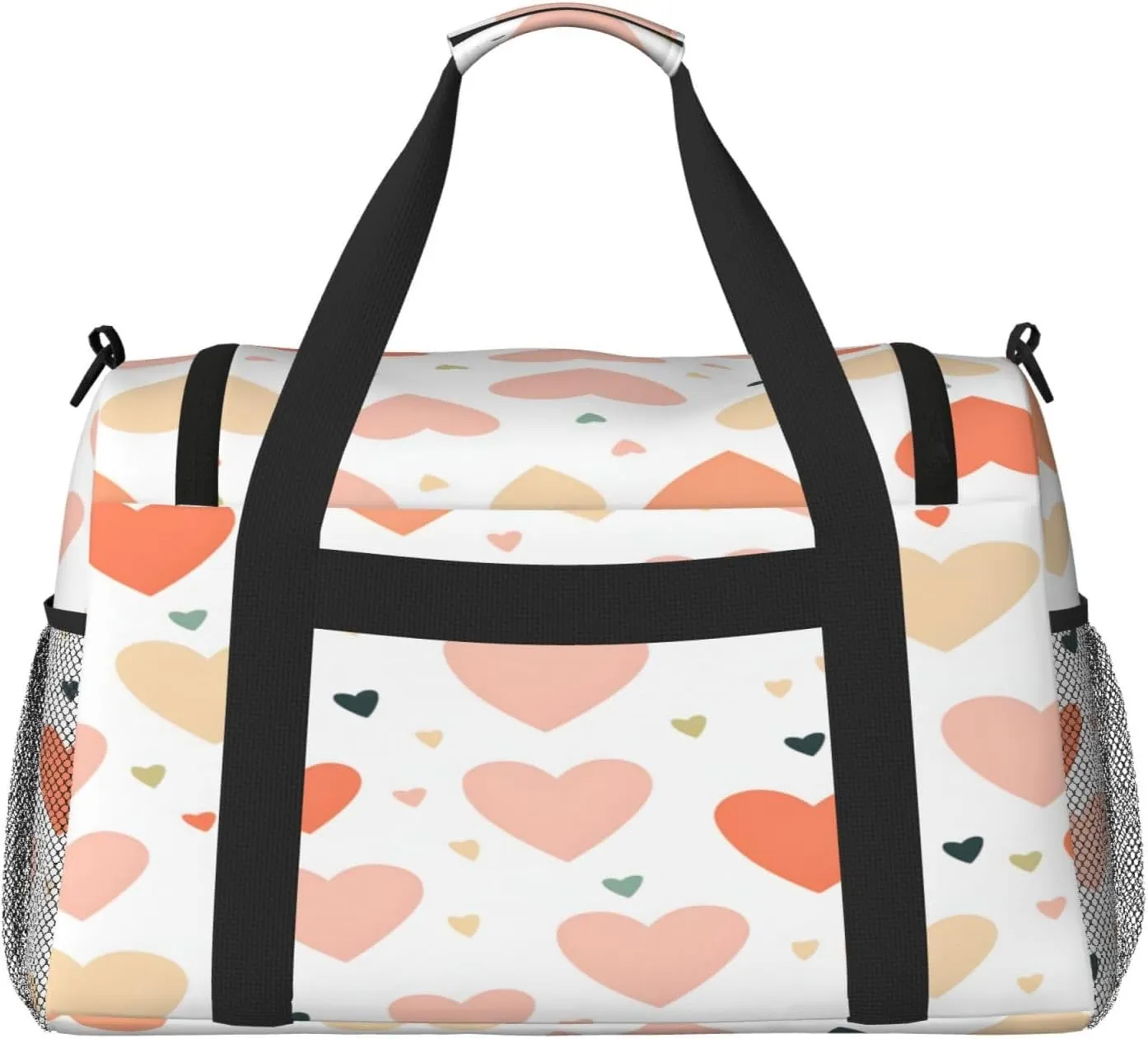 Love Heart Pattern Travel Duffel Bag with Strap Multi Pockets Sports Bag Handbag Large Shoulder Bag for Gym Weekend Fitness Camping