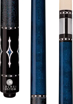 Lucasi Custom Luminous Blue Birds-Eye Pool Cue with Blue and White Diamond Inlays