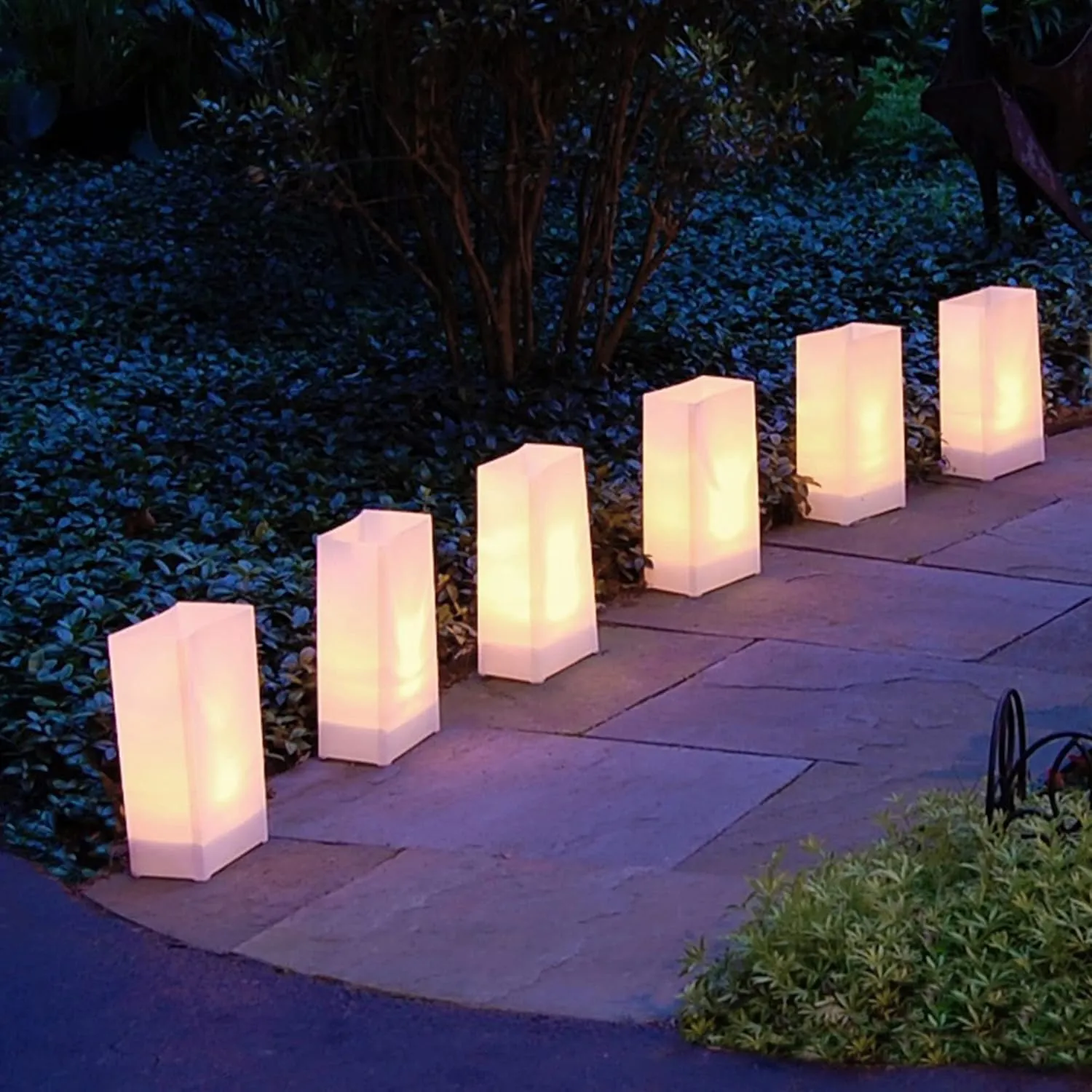 LumaBase Electric LED Luminaria Kit, White - Set of 6