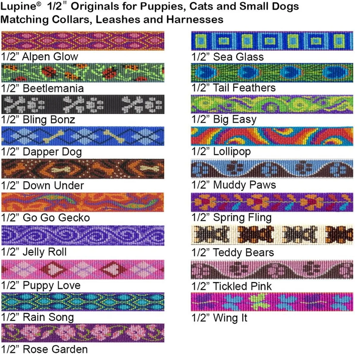 LupinePet Originals 1/2" Alpen Glow 12-18" Step In Harness for Small Dogs