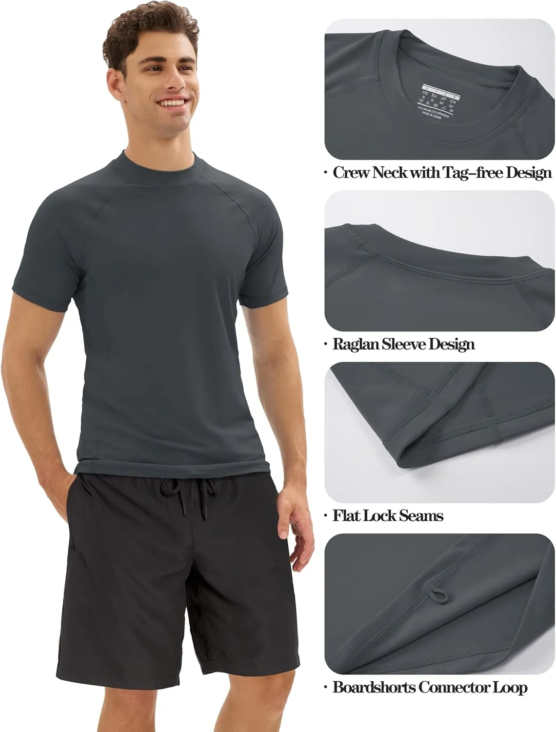 MAGCOMSEN Men's Rash Guard Swim Shirts UPF 50  Sun Protection Quick Dry Fishing Water Shirts