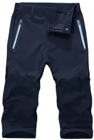 MAGNIVIT Men's 3/4 Capri Pants Below Knee Quick Dry Lightweight Hiking Cargo Long Shorts(No Belt)