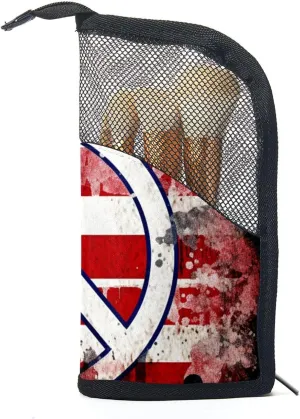 Makeup Bag Organizer,Cosmetic Bags for Women,Vintage American Flag Peace Love Sign,Small Makeup Pouch