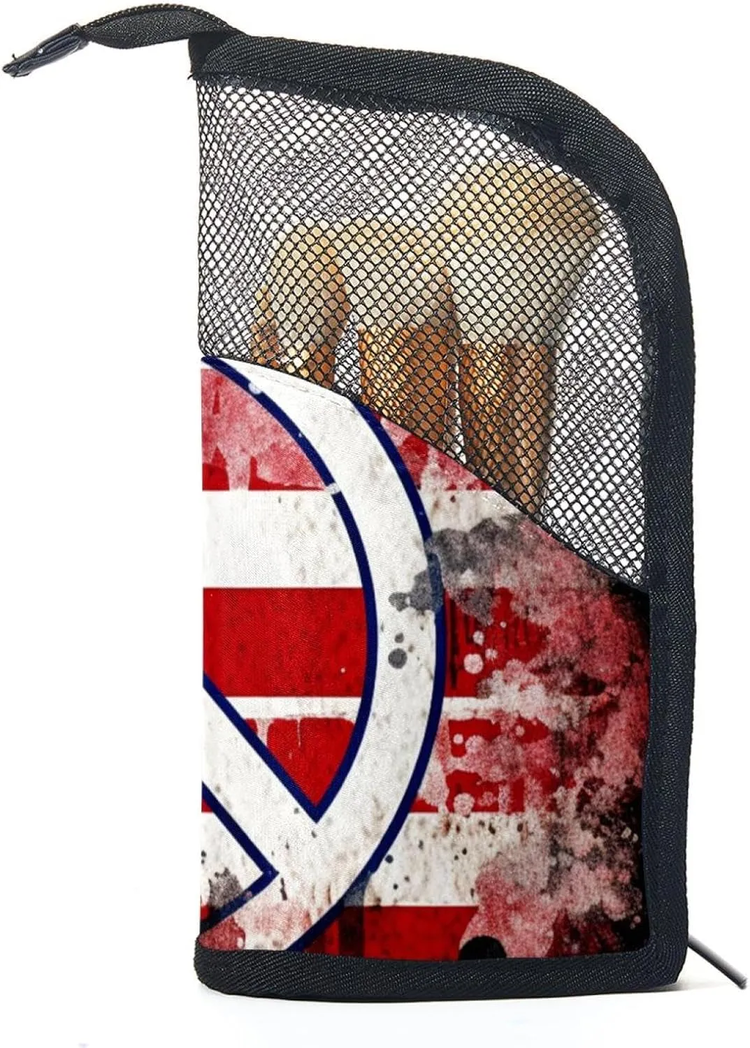 Makeup Bag Organizer,Cosmetic Bags for Women,Vintage American Flag Peace Love Sign,Small Makeup Pouch
