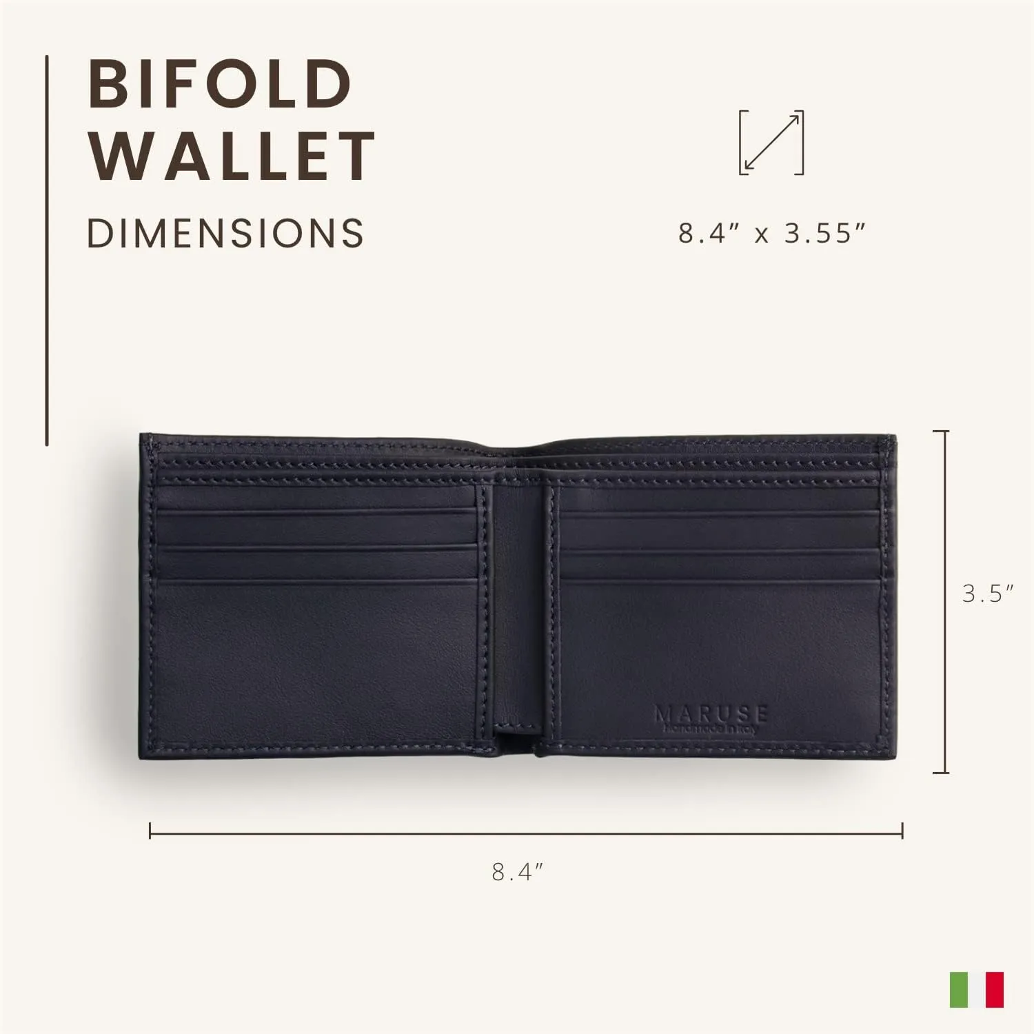 Maruse Bifold Wallet - Slim Leather Wallet – Genuine Italian Calf Leather Wallet – Elegant and Classy – Versatile and Minimalist Wallet for Men – Convenient Interior Pockets – Exquisite Present, Navy