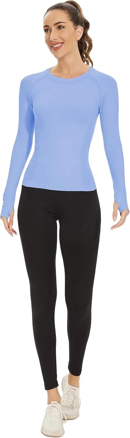 MathCat Workout Shirts for Women Long Sleeve, Workout Tops for Women, Quick Dry Gym Athletic Tops，Seamless Yoga Shirts