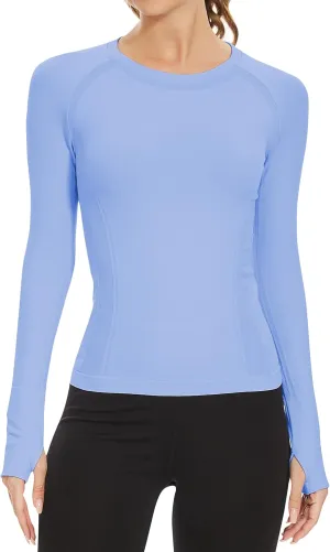 MathCat Workout Shirts for Women Long Sleeve, Workout Tops for Women, Quick Dry Gym Athletic Tops，Seamless Yoga Shirts
