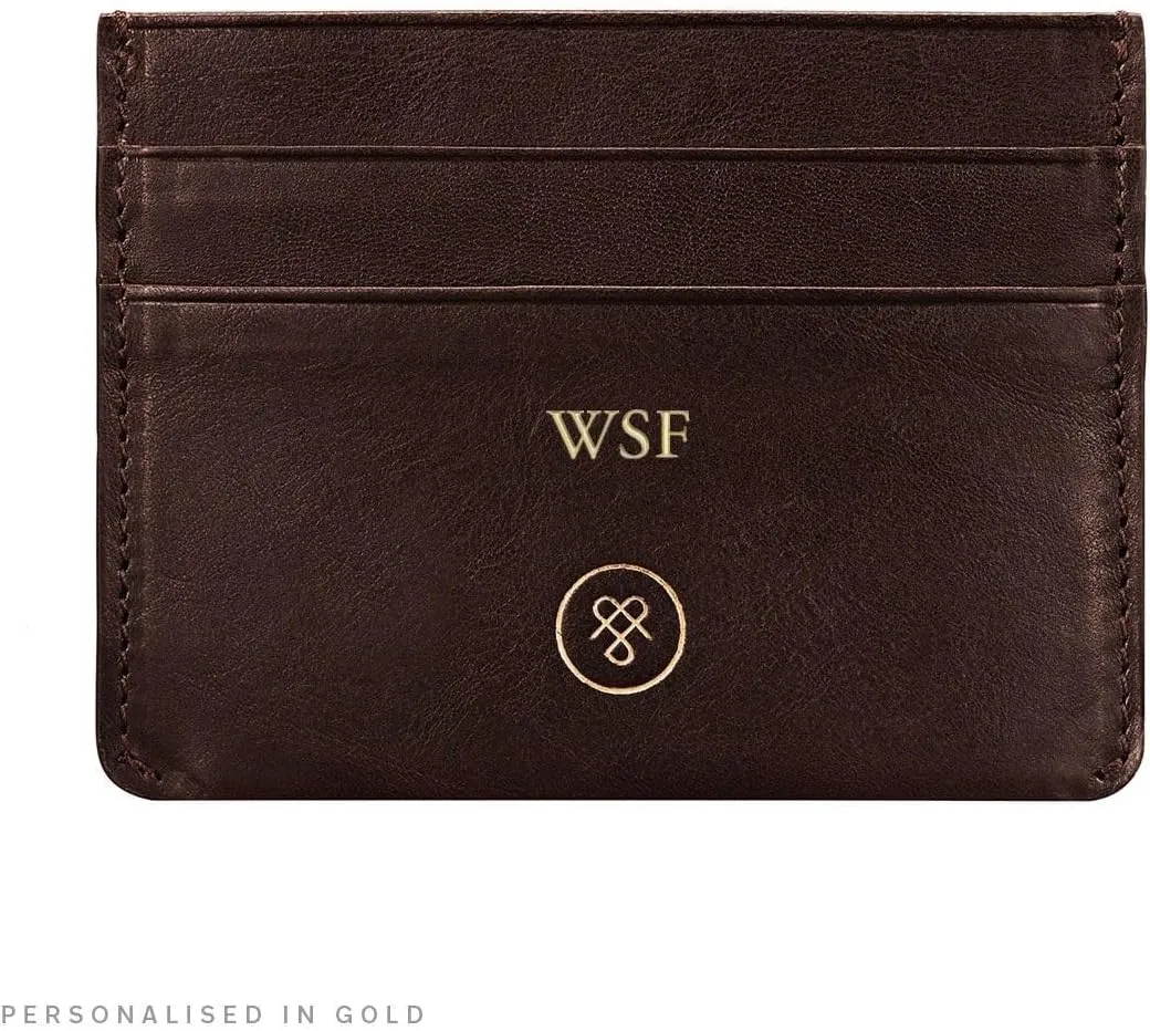 Maxwell Scott - Womens Luxury Leather Credit Card Holder Wallet - Made from Premium Italian Hides - The Savona Dark Brown