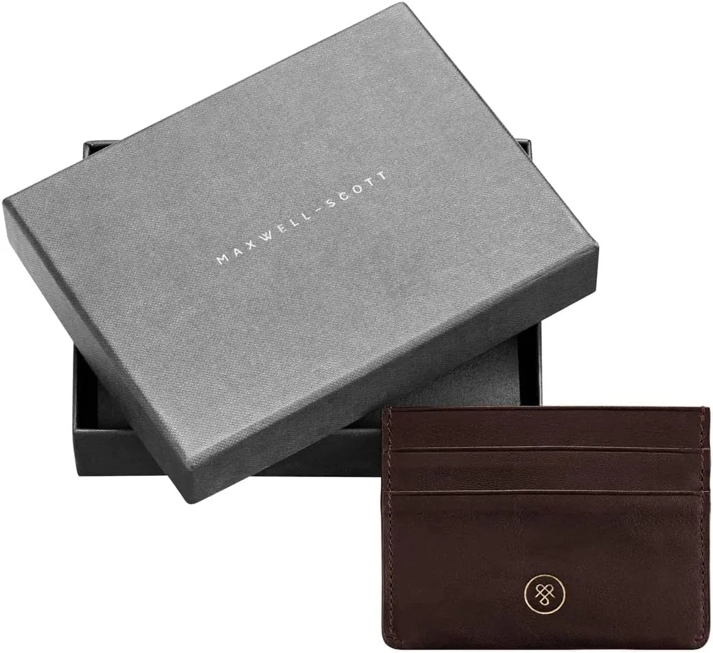 Maxwell Scott - Womens Luxury Leather Credit Card Holder Wallet - Made from Premium Italian Hides - The Savona Dark Brown