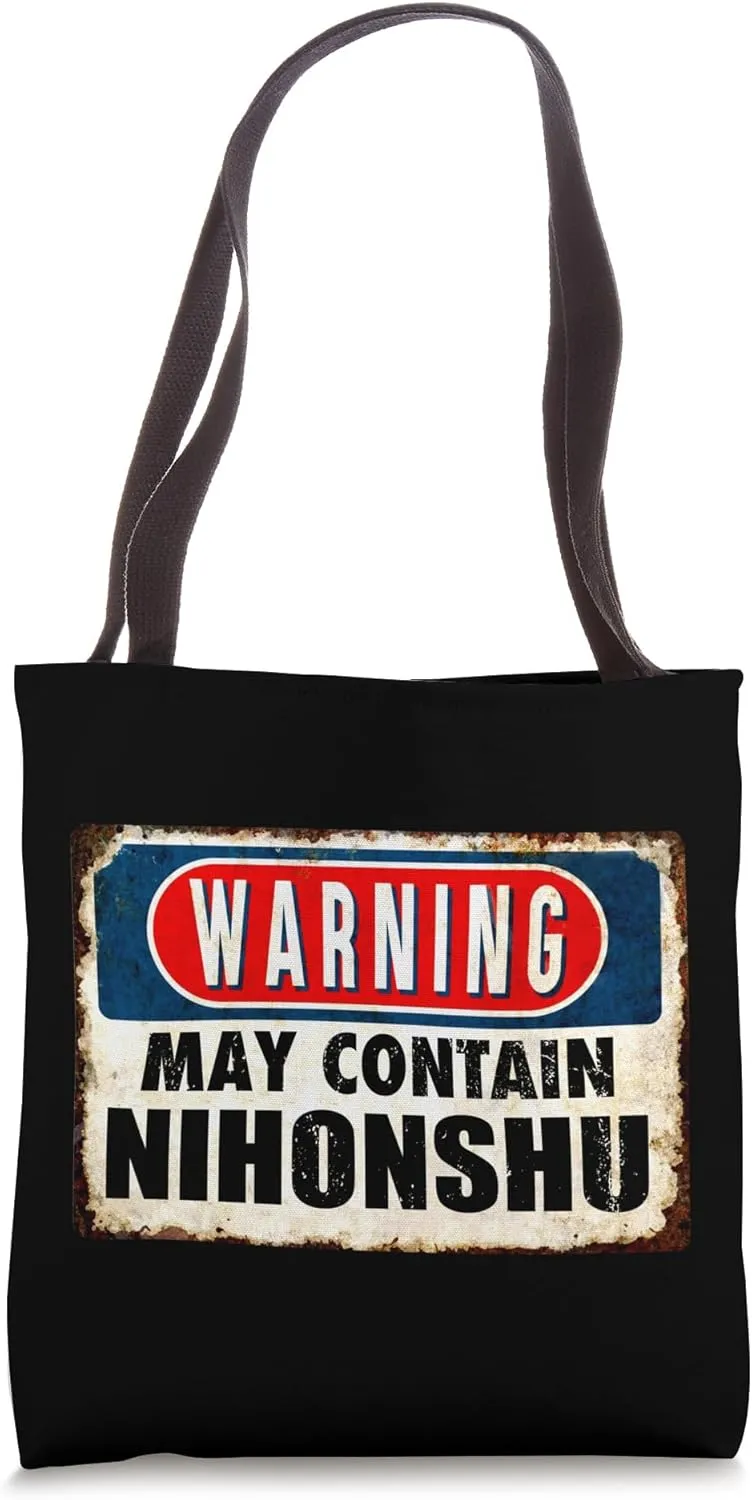 May Contain Nihonshu Japanese Sake Funny Vintage Warning Sig Tote Bag