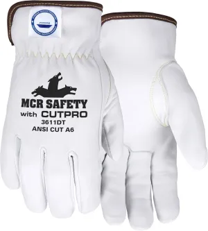 MCR Safety Gloves 3611DTXL Premium Goatskin Leather Work Gloves lined with Dyneema Diamond Technology, Keystone thumb, X-Large, 1 Pair