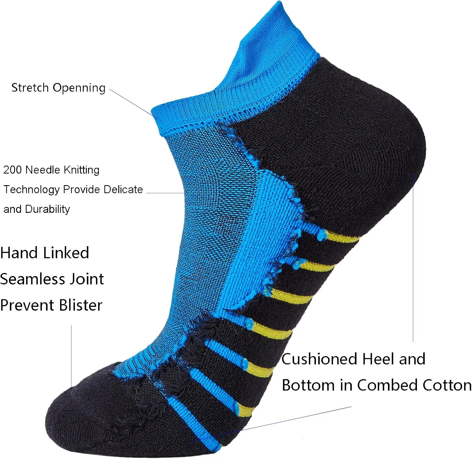 Mens and Womens Anti Odor Quick Dry Sweat Resistant Padded Low Cut/Quarter Compression Running Sneaker Socks