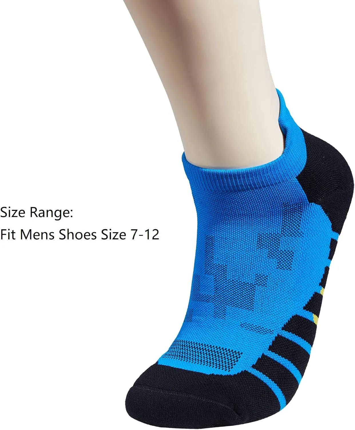 Mens and Womens Anti Odor Quick Dry Sweat Resistant Padded Low Cut/Quarter Compression Running Sneaker Socks