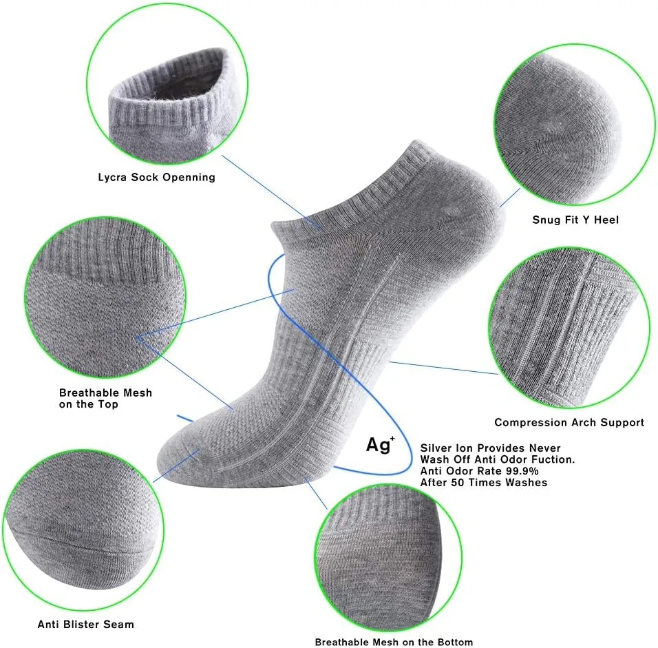 Men's Anti Odor Sweat Wick Quick Dry Cotton Casual No Show Short Sports Socks