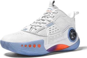 Men's Basketball Shoes,Leather Splicing Knitted Mesh,Non-Slip Wear-Resistant Breathable,Low Top Basketball Shoes,Provide Premium Arch Support,Indoor and Outdoor Athletic Shoes,