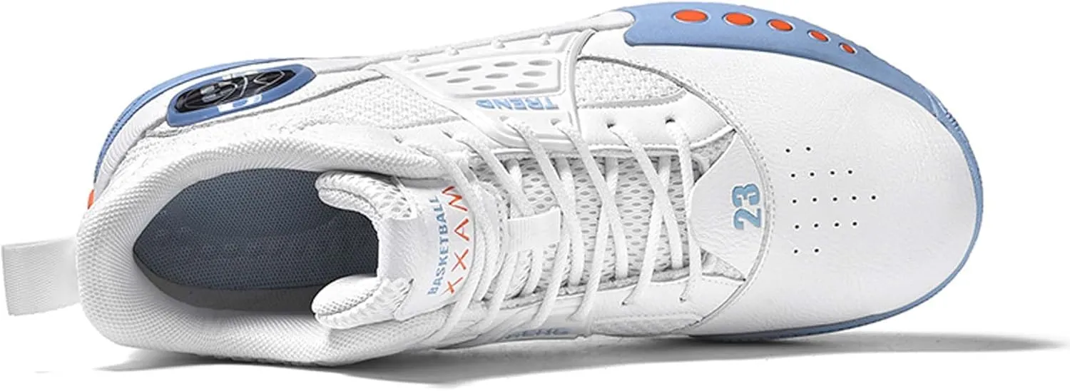Men's Basketball Shoes,Leather Splicing Knitted Mesh,Non-Slip Wear-Resistant Breathable,Low Top Basketball Shoes,Provide Premium Arch Support,Indoor and Outdoor Athletic Shoes,