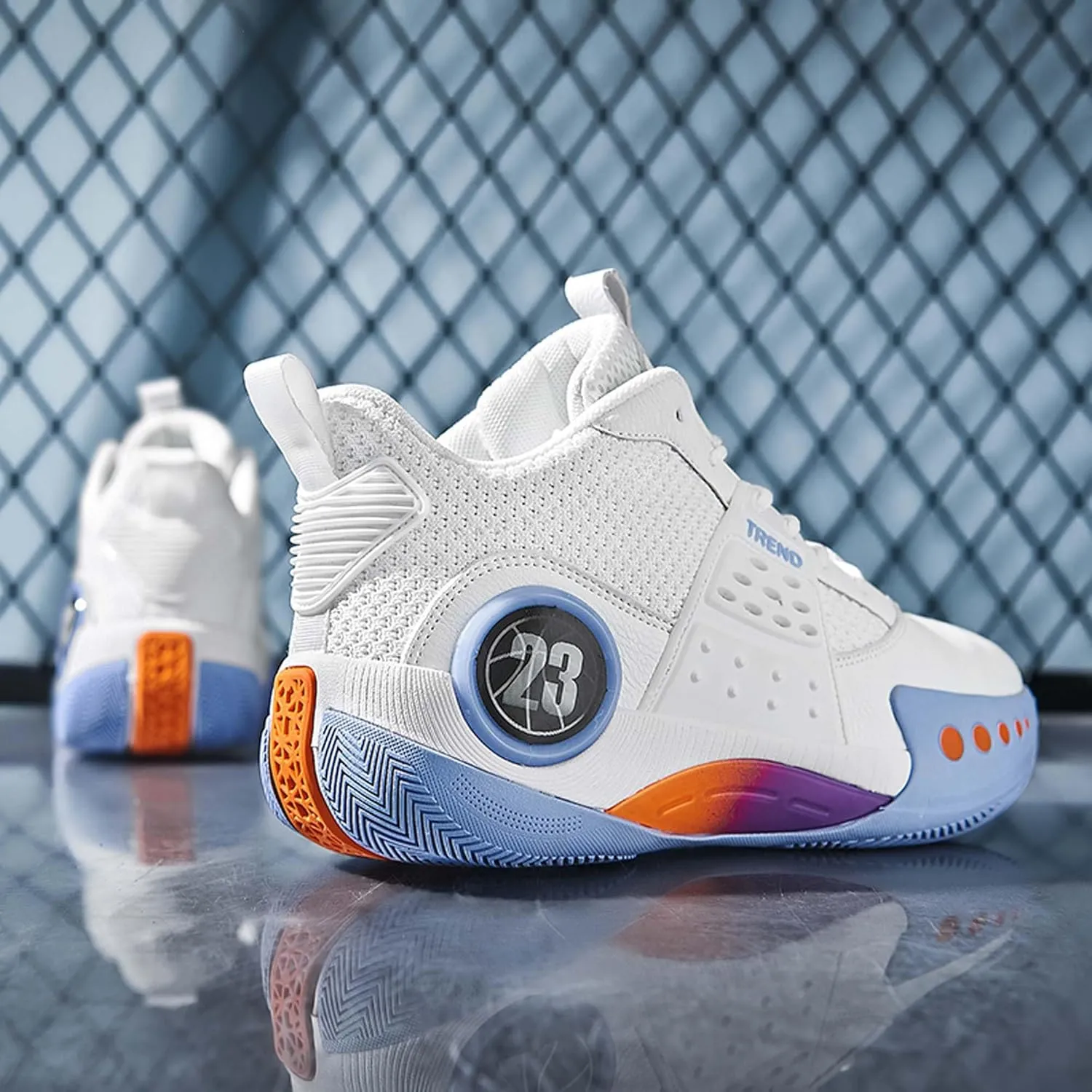 Men's Basketball Shoes,Leather Splicing Knitted Mesh,Non-Slip Wear-Resistant Breathable,Low Top Basketball Shoes,Provide Premium Arch Support,Indoor and Outdoor Athletic Shoes,
