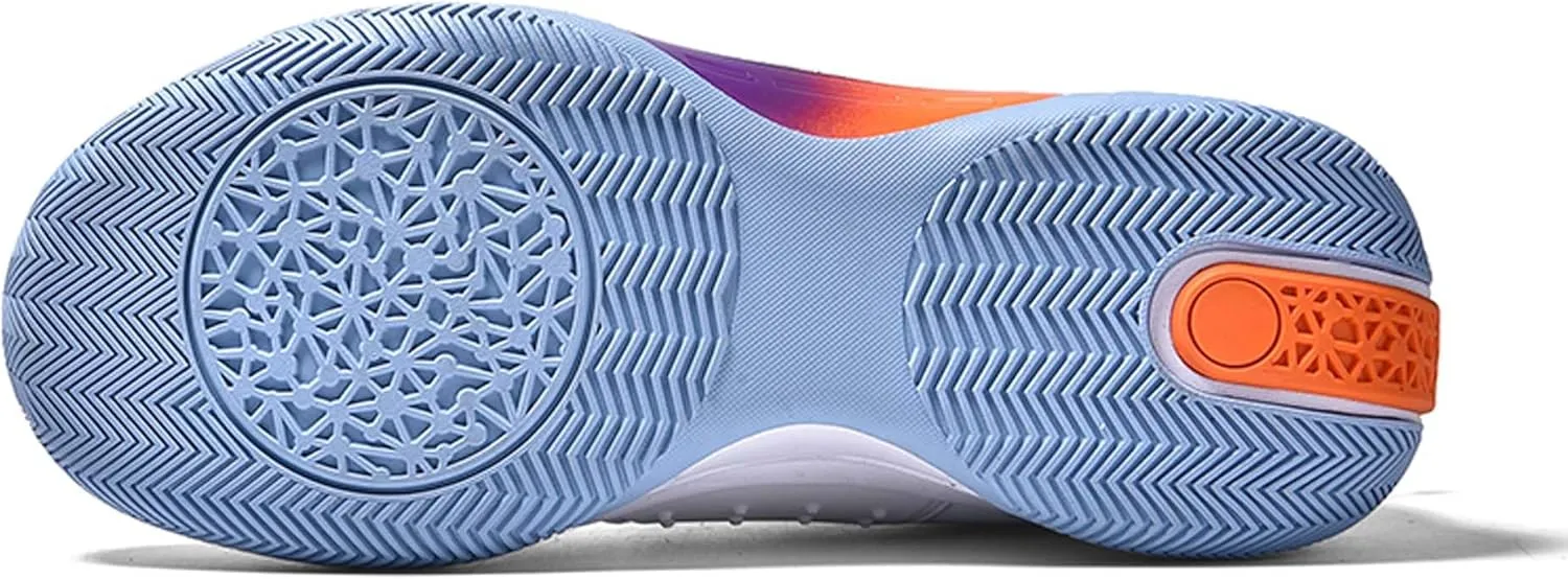 Men's Basketball Shoes,Leather Splicing Knitted Mesh,Non-Slip Wear-Resistant Breathable,Low Top Basketball Shoes,Provide Premium Arch Support,Indoor and Outdoor Athletic Shoes,