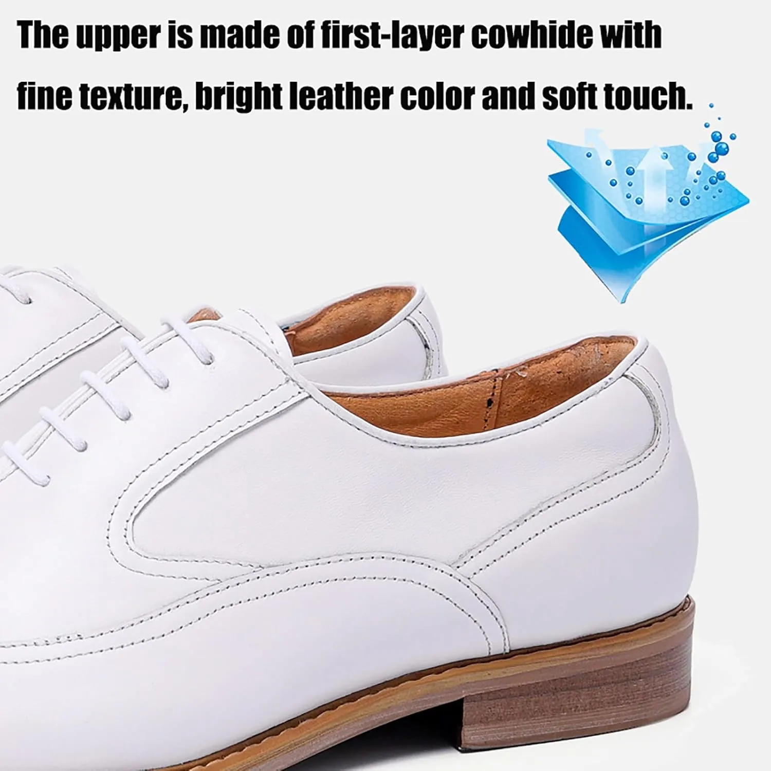 Men's Business Casual Leather Shoes for Office and Weddings, Breathable Non-Slip Dress Shoes with Premium Cowhide & Rubber Sole