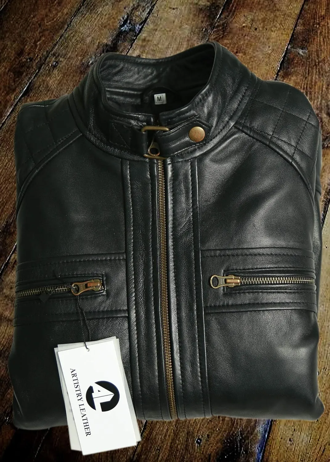 Mens Genuine Leather Biker Jacket Black | Vintage Brown Distressed Lambskin Motorcycle Jackets for Men
