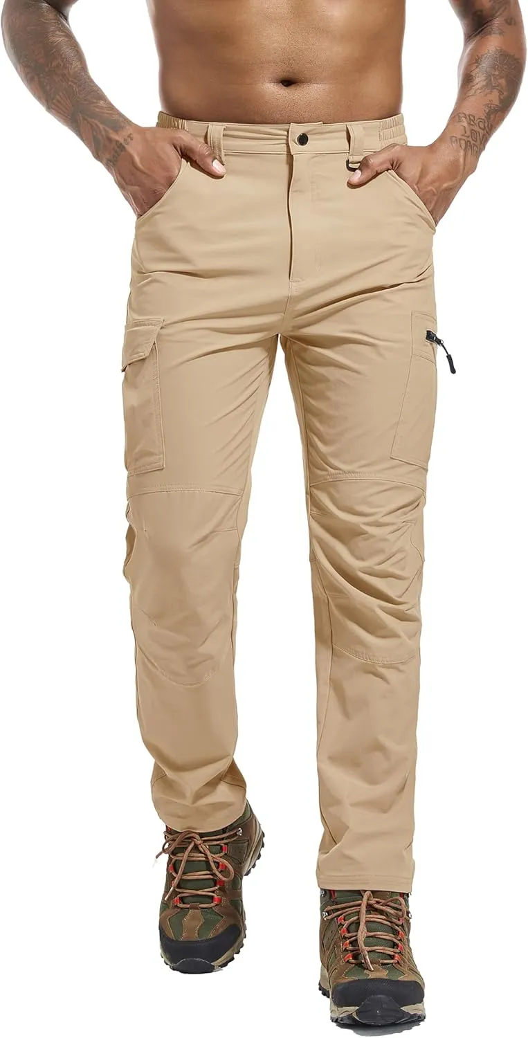 Men's Hiking Cargo Pants Waterproof Lightweight Quick Dry 6 Pockets Stretch Work Fishing Travel Outdoor Pants
