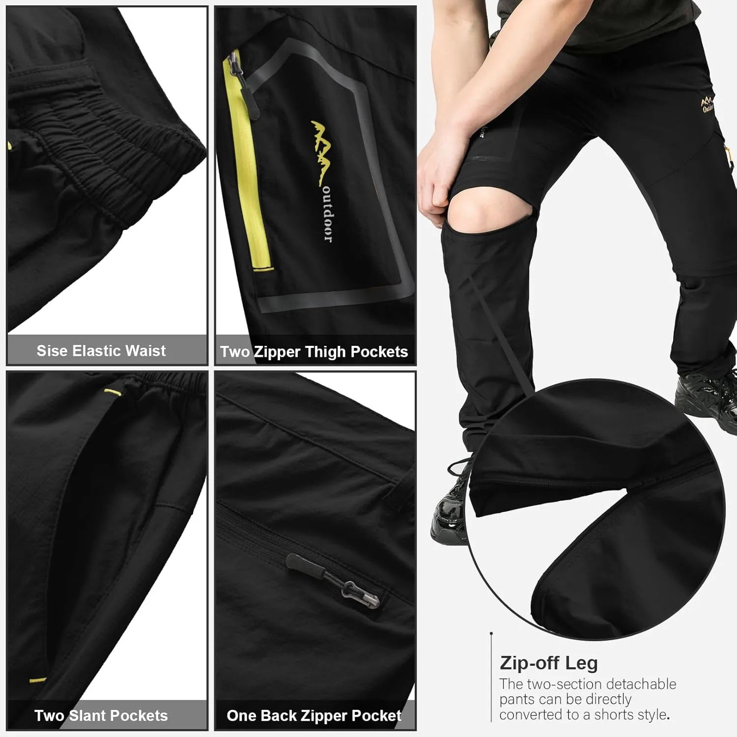 Mens Hiking Pants Convertible Quick Dry Zip Off Fishing Travel Safari Pants