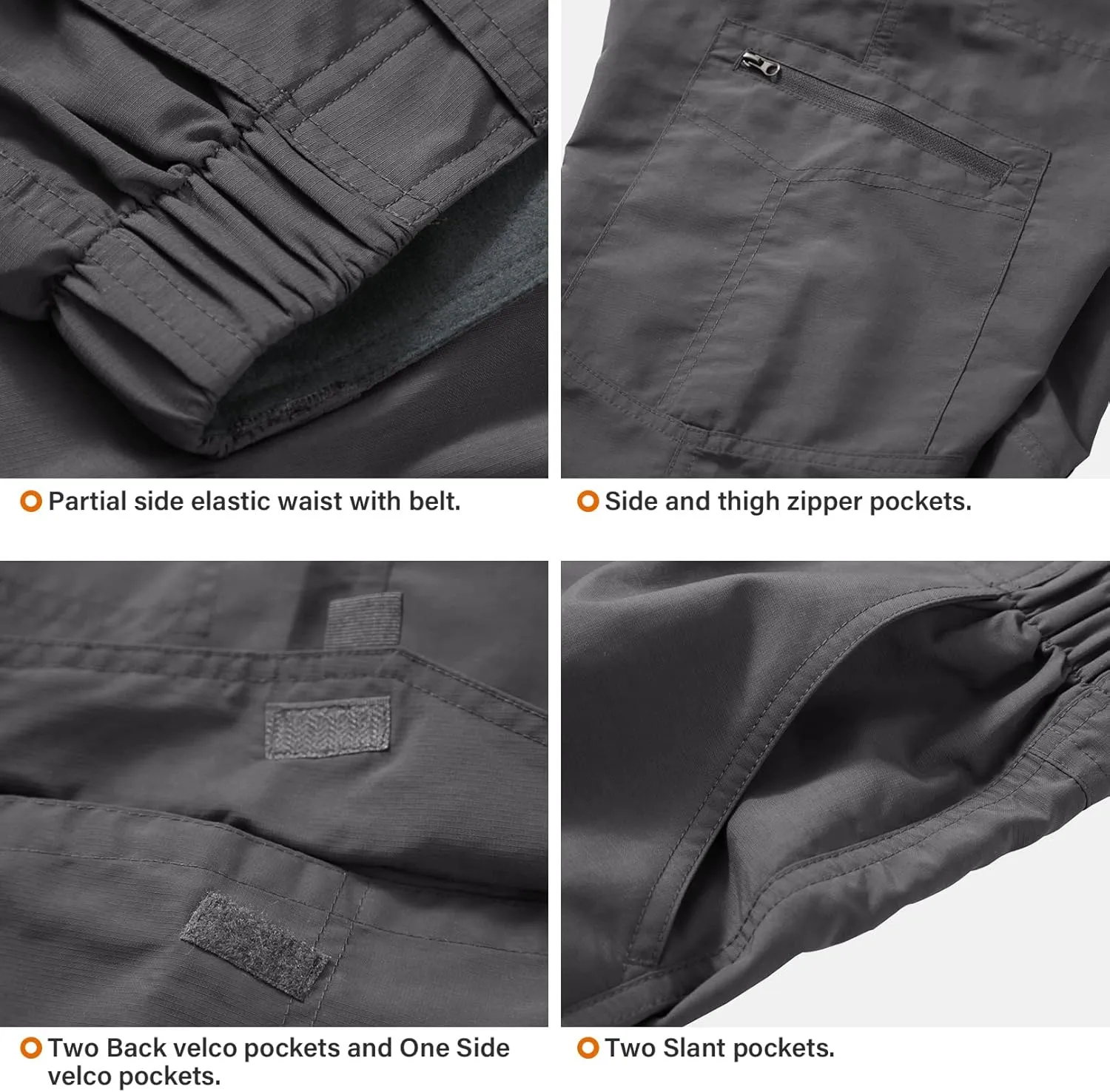 Mens Hiking Pants Quick Dry UPF 50 Travel Fishing Safari Cargo Pants Boy Scout Pants