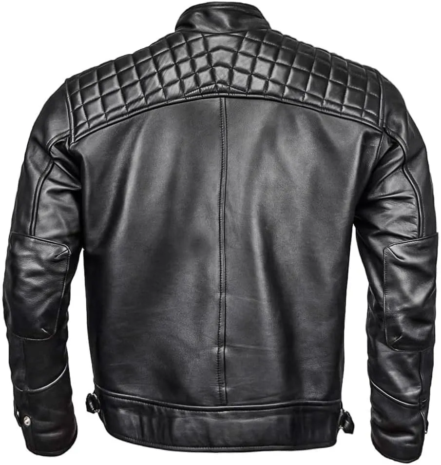 Men's Lambskin Leather Jacket – Classic Leather Bomber Jacket, Stylish Cafe Racer Biker Outerwear for Men